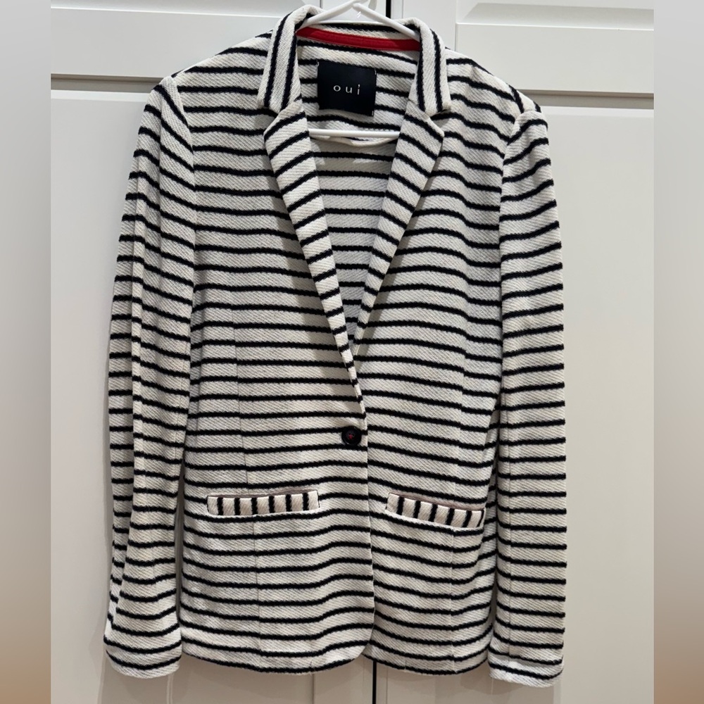 Striped Black and White Women's Blazer, S